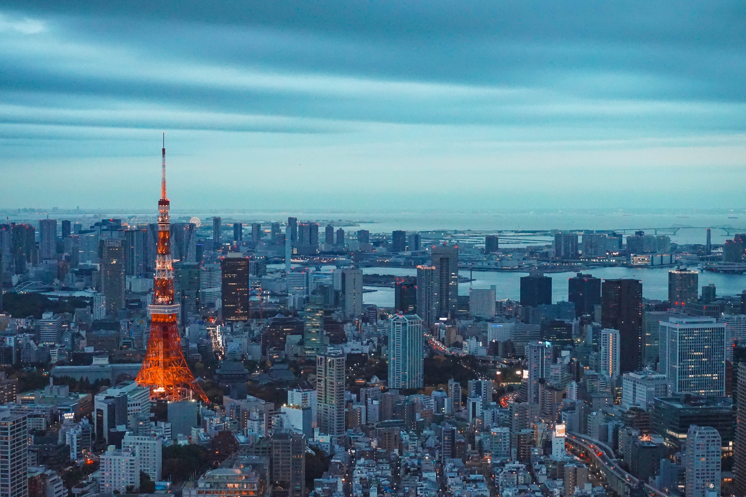 Tokyo, Japan from the Mori building in Roponggi Hills. Tokyo Tower off to the left.