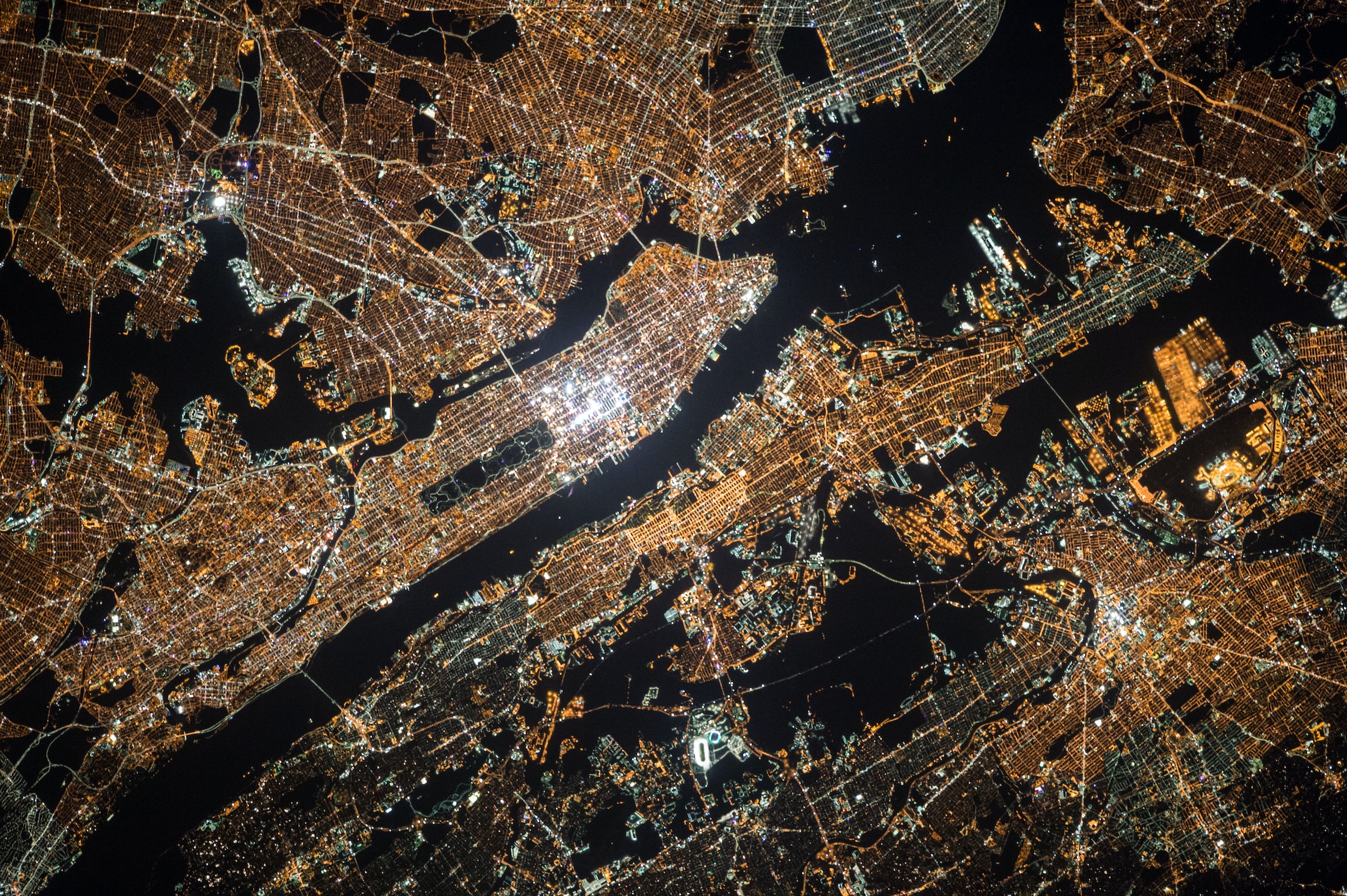 satelite image of New York City at night