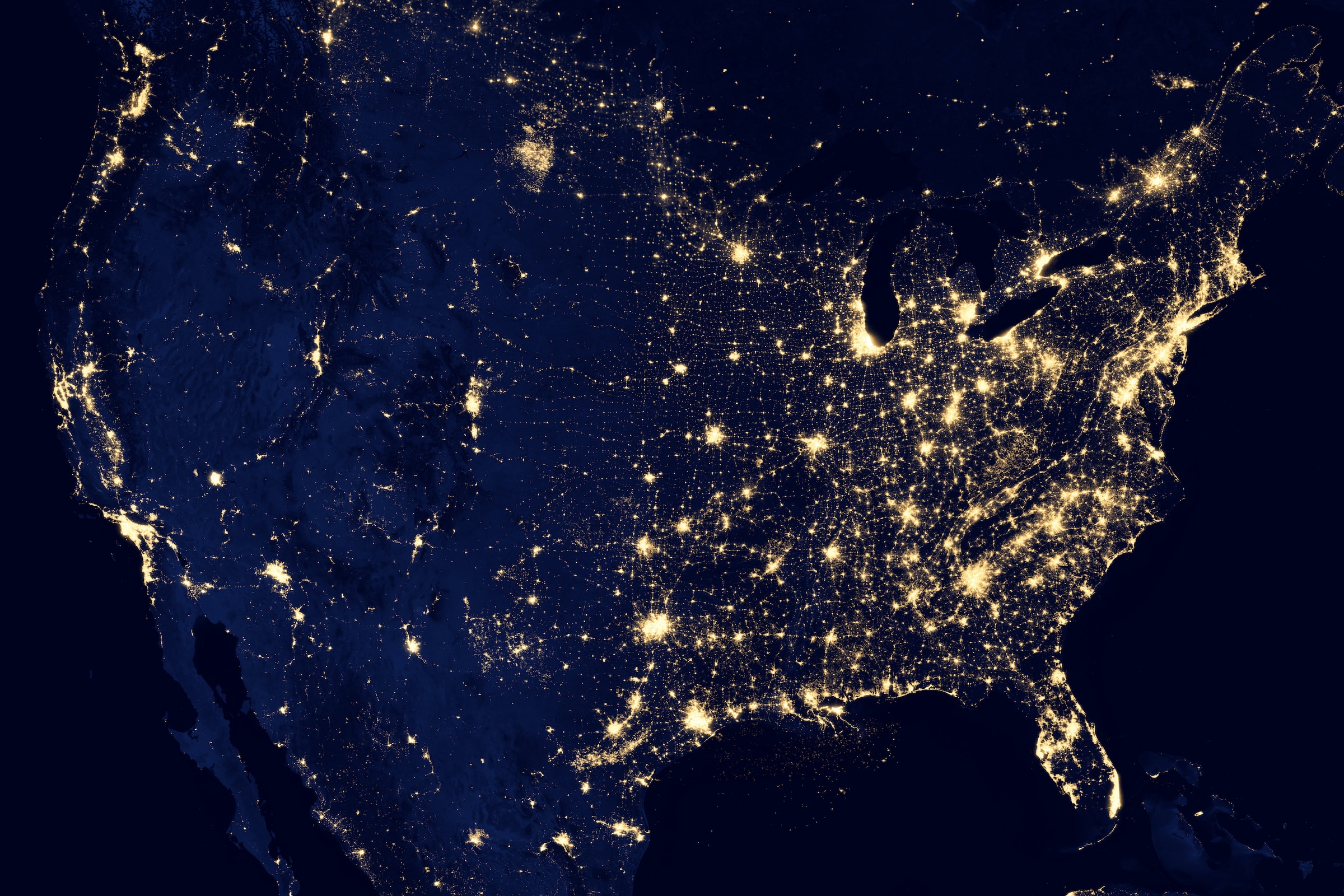 the us from space at night