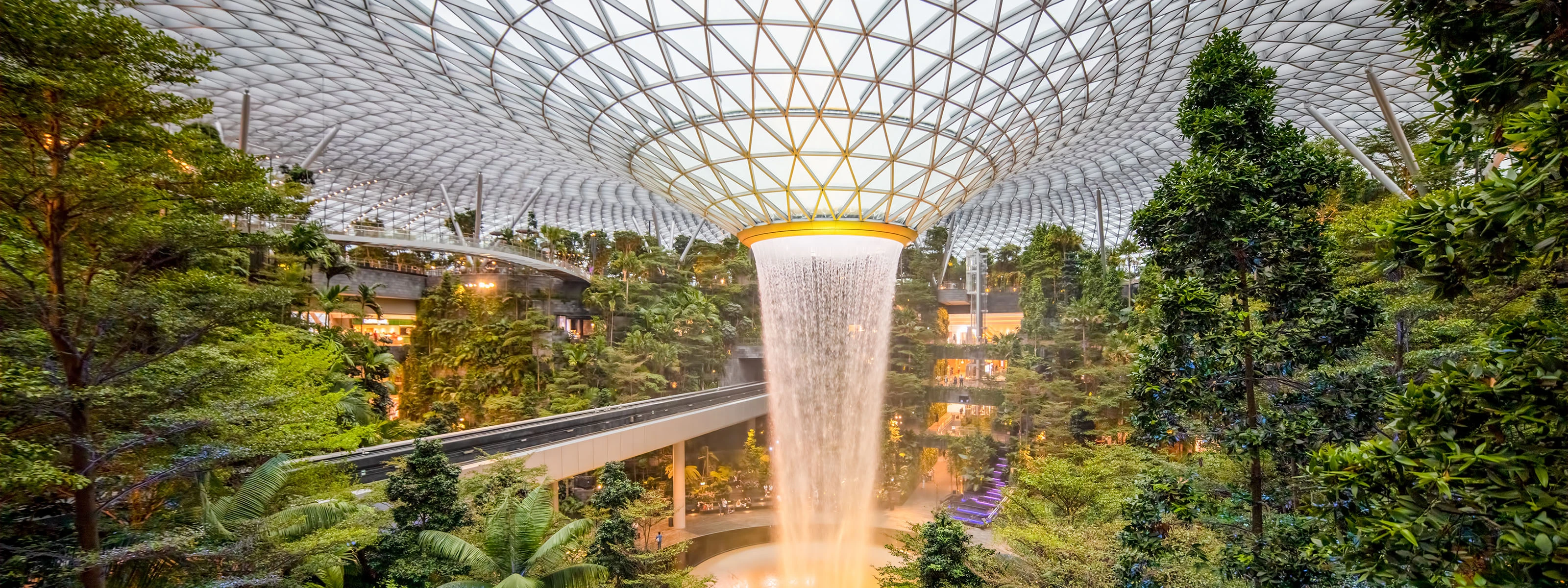 Singapore airport waterfall